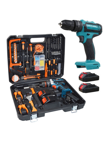 Perceuse-visseuse Double Batterie 21V Rechargeable Mallette avec Outils Inclus