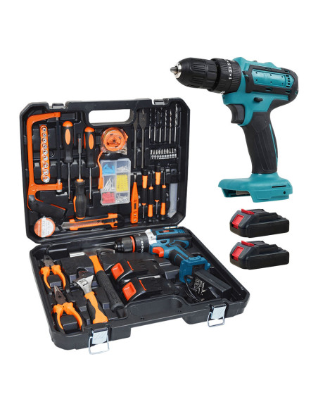 Perceuse-visseuse Double Batterie 21V Rechargeable Mallette avec Outils Inclus