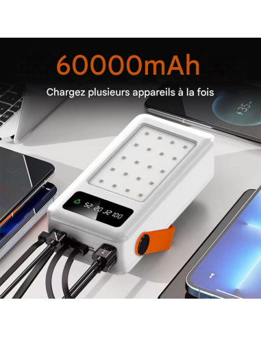 Power Bank 60000mAh avec Lumière d'Urgence,...
