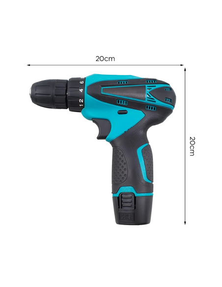 Perceuse-visseuse sans fil 12V avec double batterie rechargeable et lumière LED