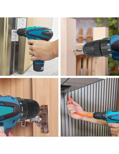 Perceuse-visseuse sans fil 12V avec double batterie rechargeable et lumière LED