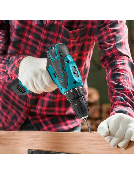 Perceuse-visseuse sans fil 12V avec double batterie rechargeable et lumière LED