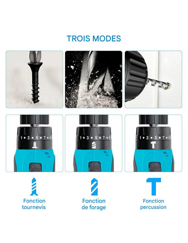 Perceuse-visseuse sans fil 12V avec double...