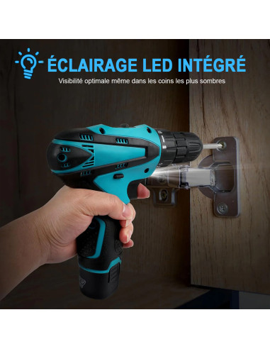Perceuse-visseuse sans fil 12V avec double...