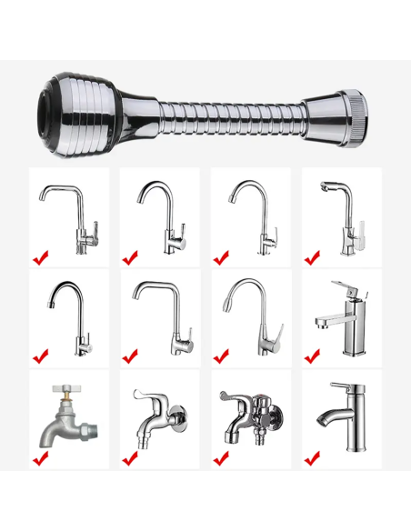 Brise-jet flexible mélangeur robinet de cuisine buse rotative à 360°