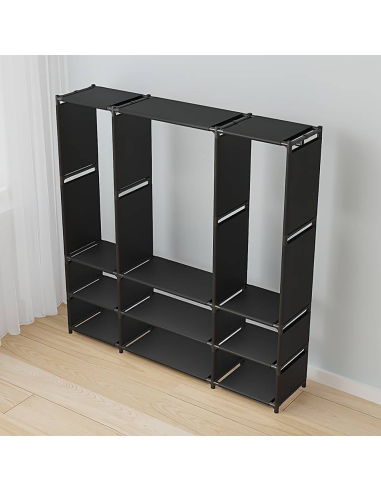 Armoire Garde-robe en Tissu Étagère Camping 9...