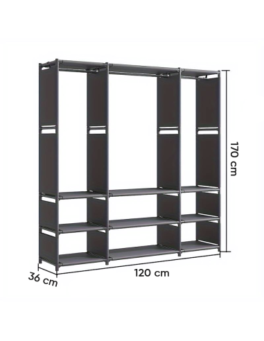 Armoire Garde-robe en Tissu Étagère Camping 9...