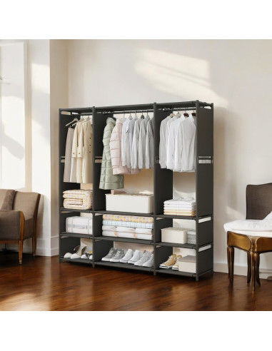 Armoire Garde-robe en Tissu Étagère Camping 9...