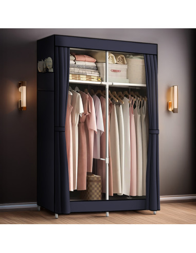 Armoire en Tissu 2 Portes avec Étagères et...