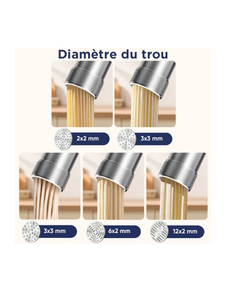 Machine à Pâtes Électrique Portable Sans Fil en Inox avec 5 Moules