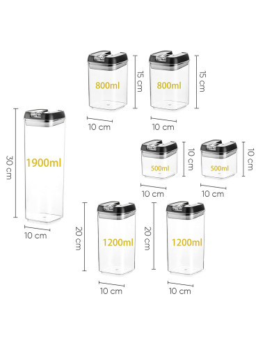 Kit de 7 Contenants Hermétiques pour Aliments,...