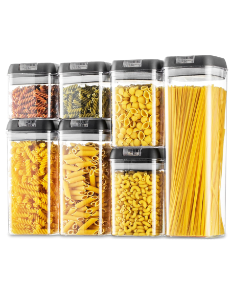 Kit de 7 Contenants Hermétiques pour Aliments, Bocaux pour Pâtes et Biscuits.