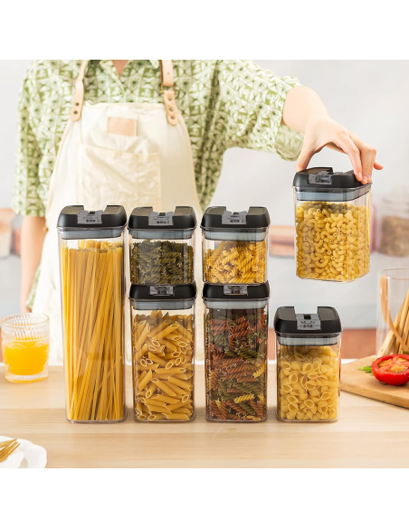 Kit de 7 Contenants Hermétiques pour Aliments, Bocaux pour Pâtes et Biscuits.