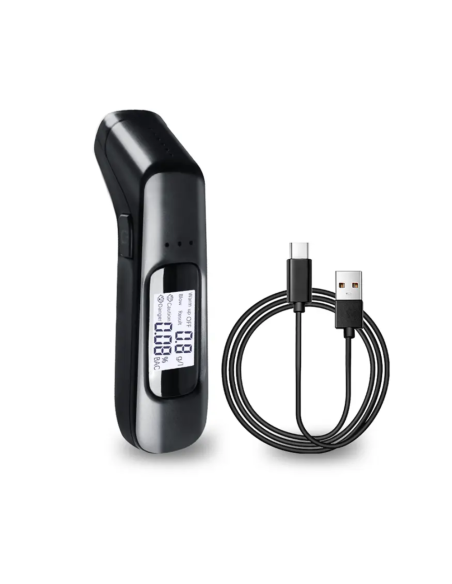 Éthylomètre rechargeable à haute sensibilité avec affichage numérique.