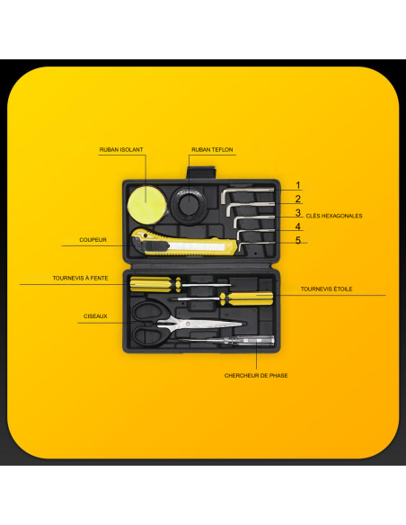Kit d'outils multifonctions 12 pièces, mini valise portable, outils manuels