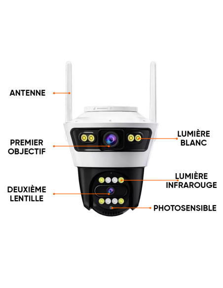 Caméra Wi-Fi de vidéosurveillance contrôle à distance alarme et protection IP66