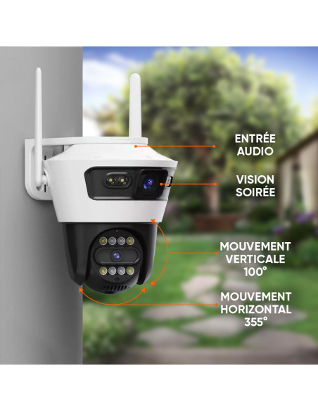 Caméra Wi-Fi de vidéosurveillance contrôle à distance alarme et protection IP66