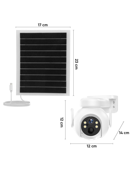 Caméra de vidéosurveillance Recharge Solaire Wi-Fi Détection et Contrôle via APP