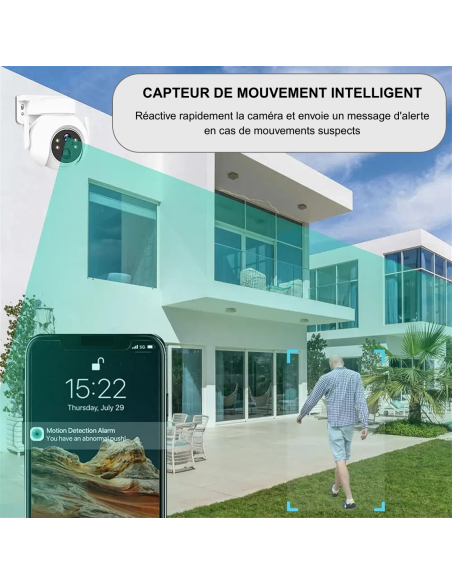 Caméra de vidéosurveillance Recharge Solaire Wi-Fi Détection et Contrôle via APP