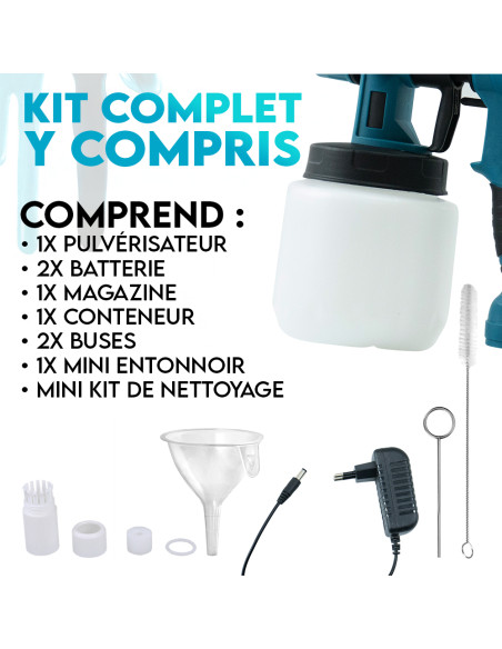 Pulvérisateur sans fil 48V avec pistolet et réservoir 800ml