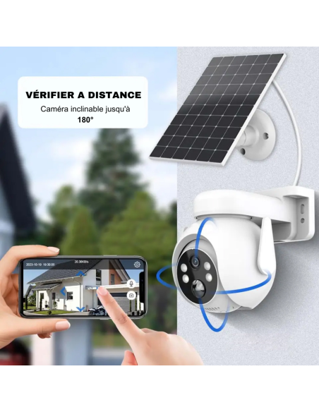 Caméra de vidéosurveillance Recharge Solaire Wi-Fi Détection et Contrôle via APP