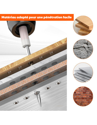 100 clous métal 7mm pour pistolet manuel, béton...