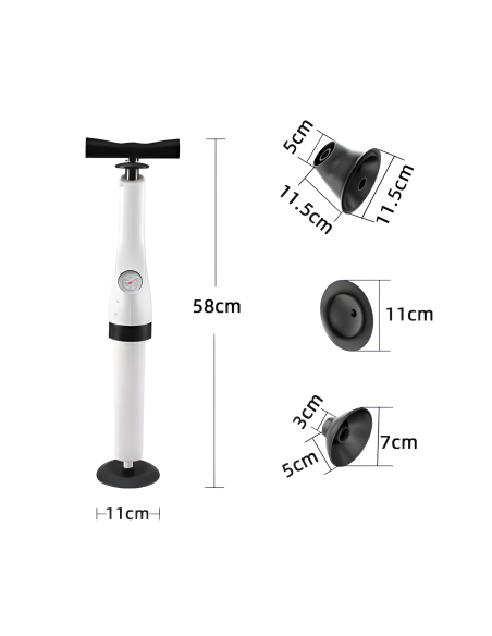 Déboucheur de lavabo Manomètre de pression Piston gonfleur évacuation WC lavabo