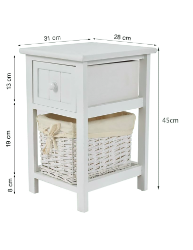 Commode en bois blanc shabby chic avec tiroir...