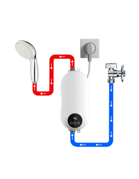Chauffe-eau instantané électrique 3500W avec mélangeur et thermostat