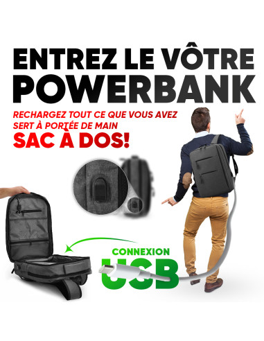 Sac à dos cabine avec USB, pour PC, avion,...