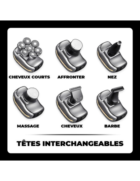 Rasoir Électrique Homme 5 en 1 Étanche, Rechargeable, Tondeuse Barbe & Cheveux