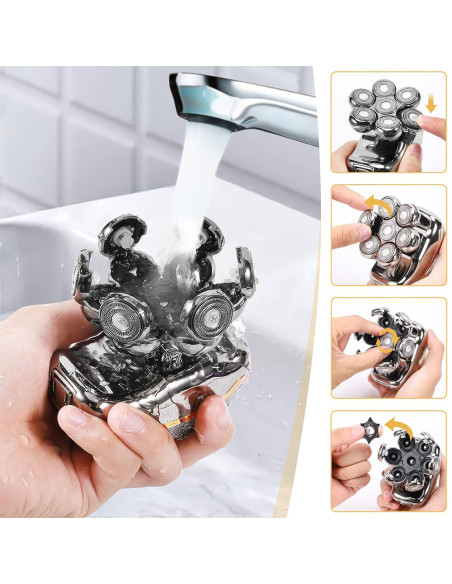 Rasoir Électrique Homme 5 en 1 Étanche, Rechargeable, Tondeuse Barbe & Cheveux