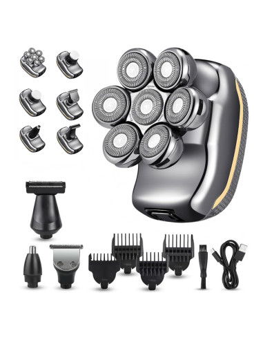 Rasoir Électrique Homme 5 en 1 Étanche, Rechargeable, Tondeuse Barbe & Cheveux