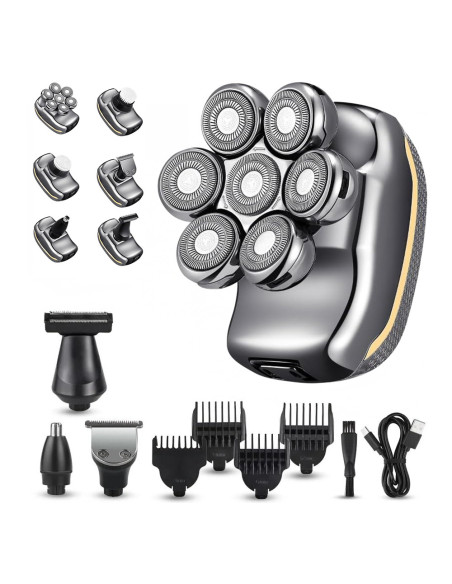 Rasoir Électrique Homme 5 en 1 Étanche, Rechargeable, Tondeuse Barbe & Cheveux