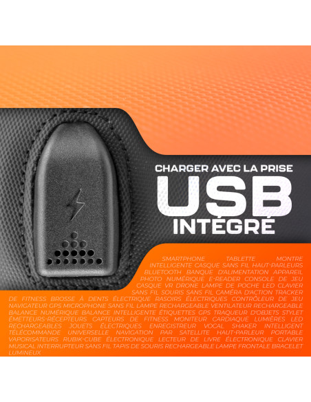 Sac de voyage avec charge USB, tissu technique, bagage à main cabine, porte-PC