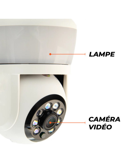 Caméra Ampoule à Douille E27 360° Wi-Fi Vision Nocturne Contrôle à Distance
