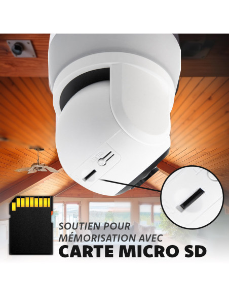 Caméra Ampoule à Douille E27 360° Wi-Fi Vision Nocturne Contrôle à Distance