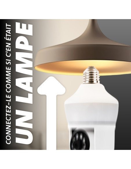 Caméra Ampoule à Douille E27 360° Wi-Fi Vision Nocturne Contrôle à Distance