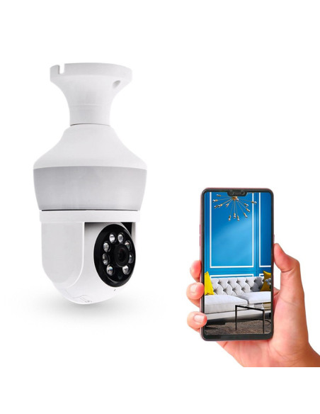 Caméra Ampoule à Douille E27 360° Wi-Fi Vision Nocturne Contrôle à Distance