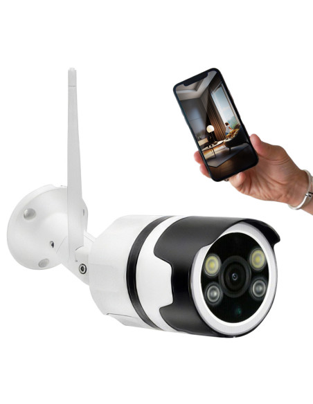 Caméra Sécurité 4K Wi-Fi Extérieur avec Détection Mouvement à Distance