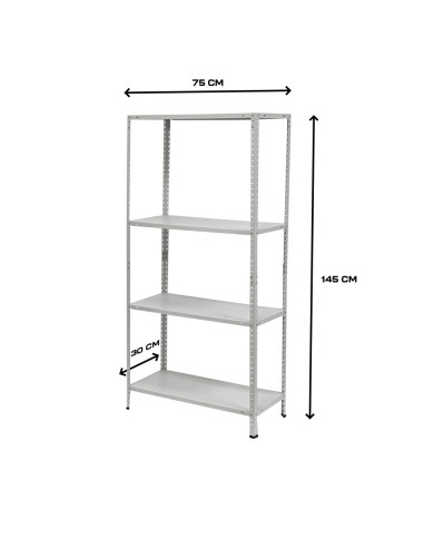 Étagère 4 niveaux Métal BLANC, étagères MDF...