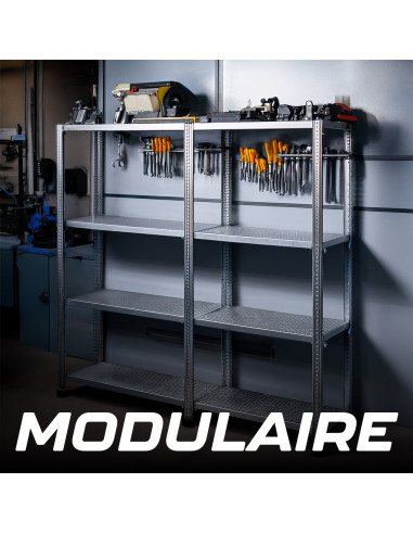 Étagère 4 niveaux Métal BLANC, étagères MDF...