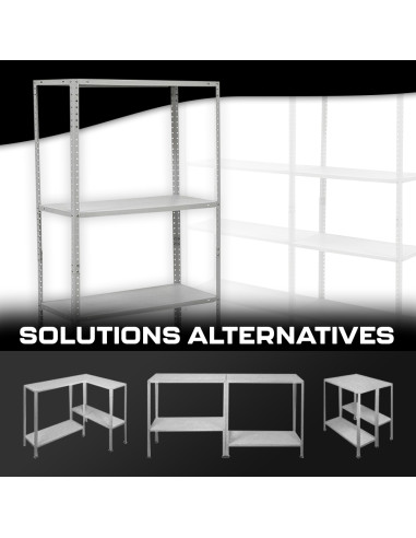 Étagère 4 niveaux Métal BLANC, étagères MDF...