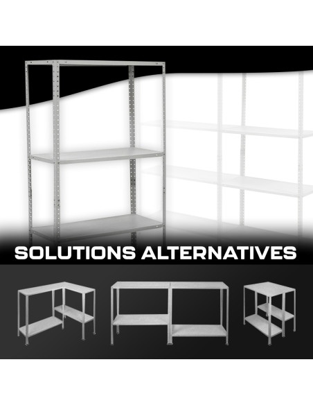 Étagère 4 niveaux Métal BLANC, étagères MDF Modulaires, capacité 160K