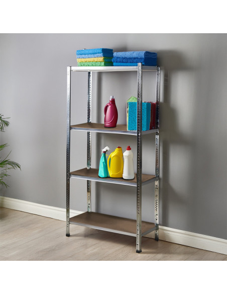 Étagère 4 Niveaux Métal MDF 145x75x30 Capacité 160Kg Modulaire