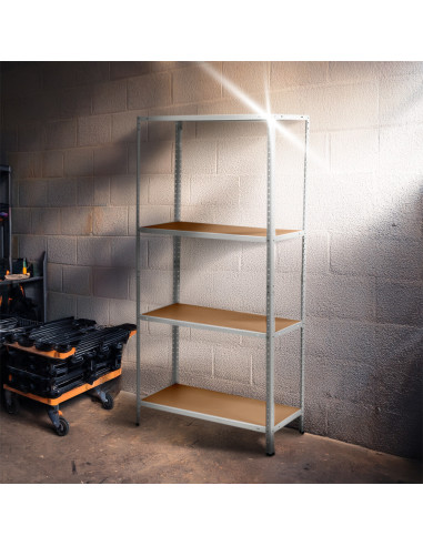 Étagère 4 Niveaux Métal MDF 145x75x30 Capacité...