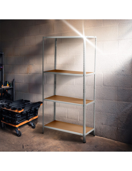 Étagère 4 Niveaux Métal MDF 145x75x30 Capacité 160Kg Modulaire