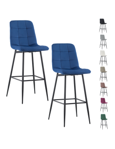 Lot 2 tabourets velours VELVETTE, structure noire,...