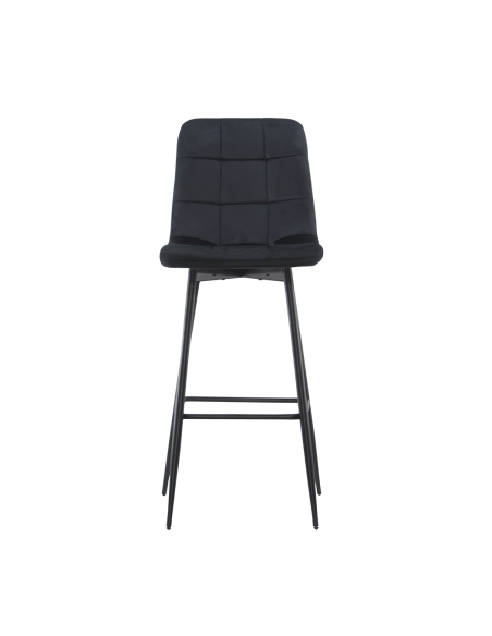 Lot 2 tabourets velours VELVETTE, structure noire, dossier et repose-pieds