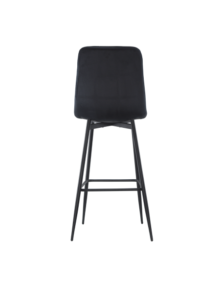 Lot 2 tabourets velours VELVETTE, structure noire, dossier et repose-pieds